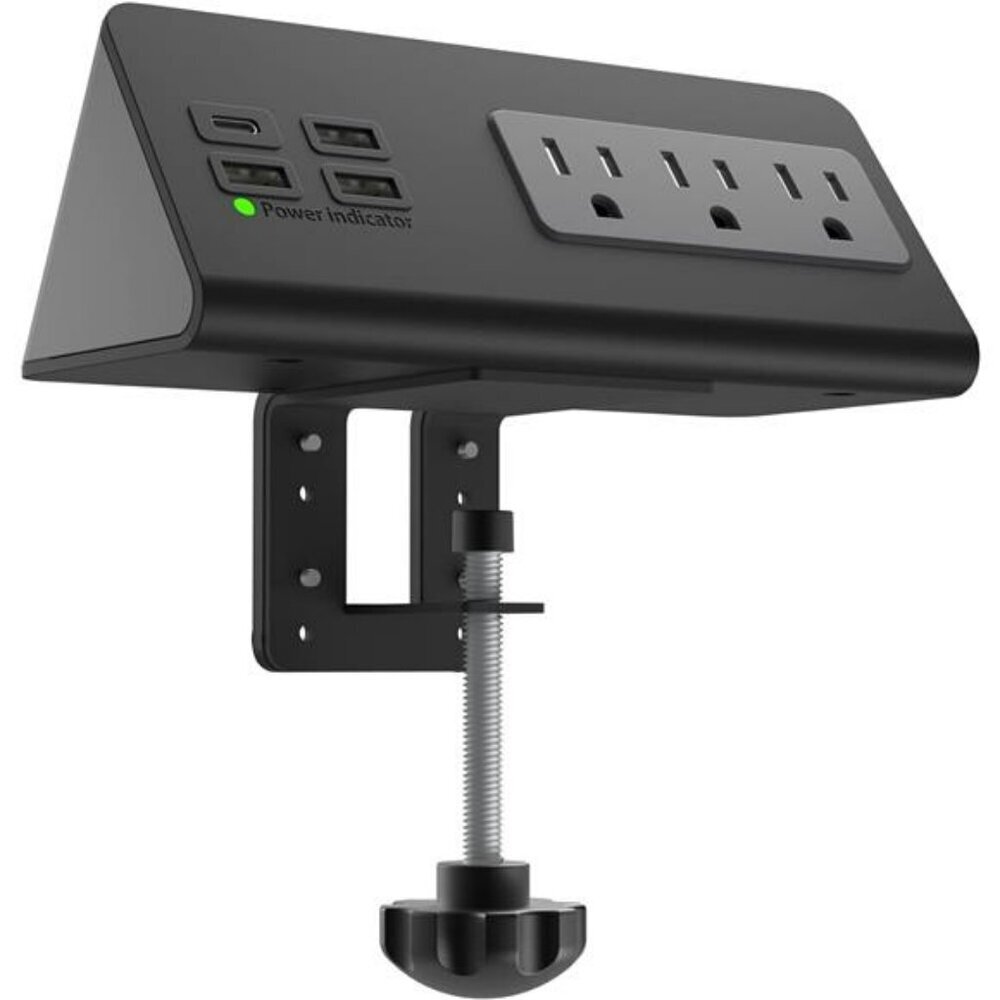 USB C Power Strip Clamp Mount Surge Protector Desk Charger 3 Outlet 4 USB Port